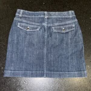 UEC Banana Republic Dark Blue Jean Denim Mini Skirt Flap Back Pockets SZ 4